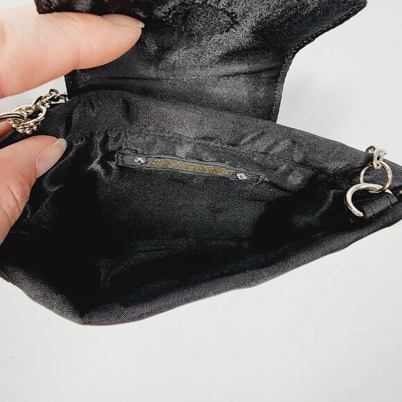 Steve Madden Small Black Satin & Glitter Clutch Purse - Picture 13 of 13